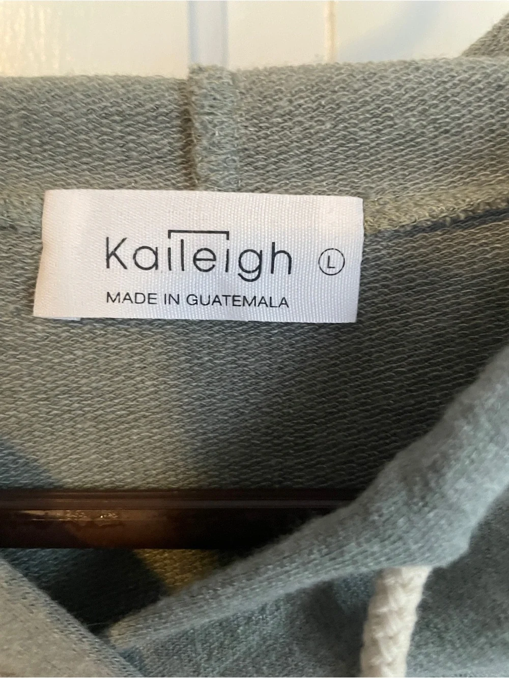 Kaileigh Olive Green Pullover Hoodie with Cream Drawstrings - Picture 2 of 5